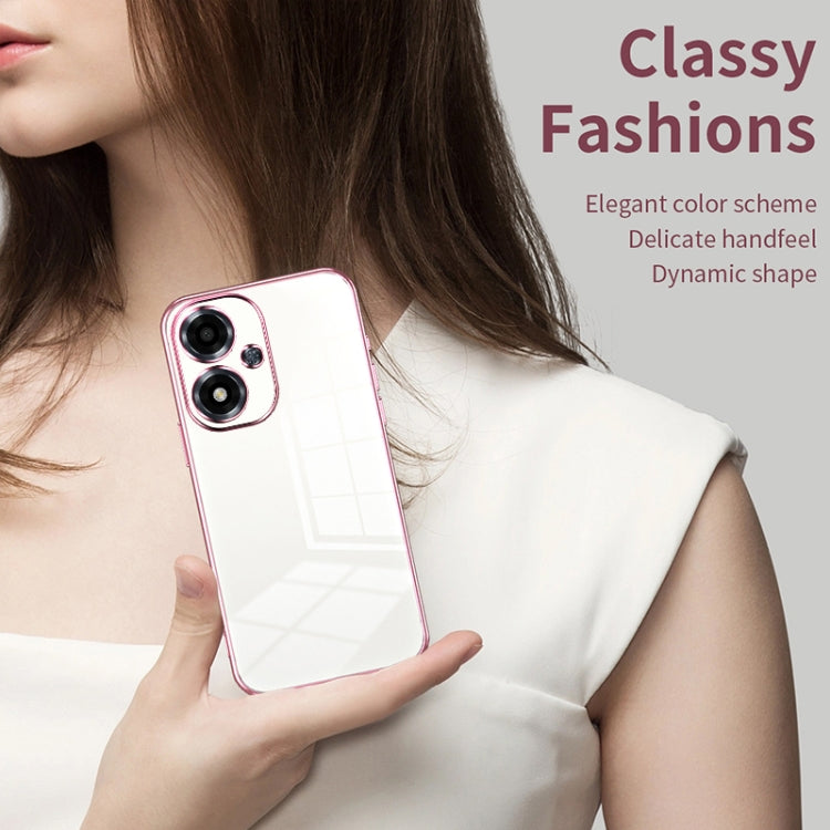 For OPPO A2m Transparent Plating Fine Hole Phone Case(Silver)