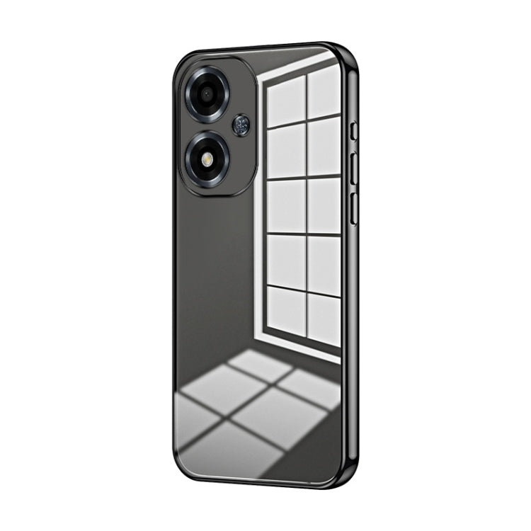 For OPPO A2m Transparent Plating Fine Hole Phone Case(Black)