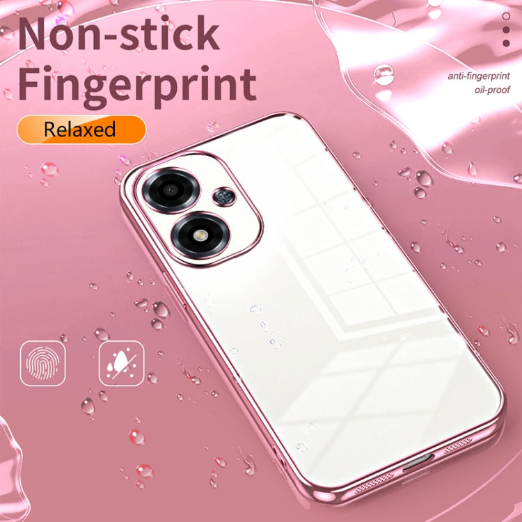 For OPPO A2m Transparent Plating Fine Hole Phone Case(Black)