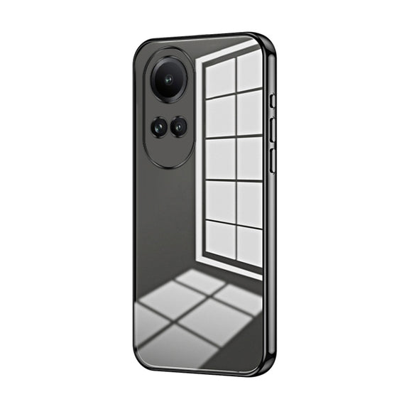 For OPPO Reno10 5G/Reno10 Pro 5G Global Transparent Plating Fine Hole Phone Case(Black)
