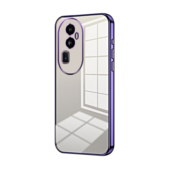 For OPPO Reno10 Pro+ Transparent Plating Fine Hole Phone Case(Purple)