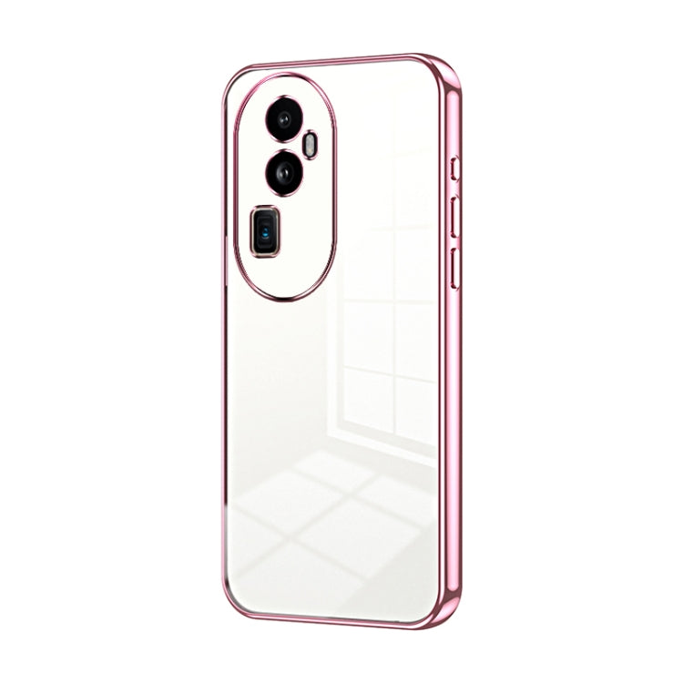 For OPPO Reno10 Pro+ Transparent Plating Fine Hole Phone Case(Pink)