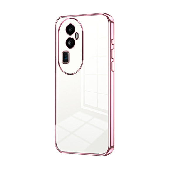 For OPPO Reno10 Pro+ Transparent Plating Fine Hole Phone Case(Pink)