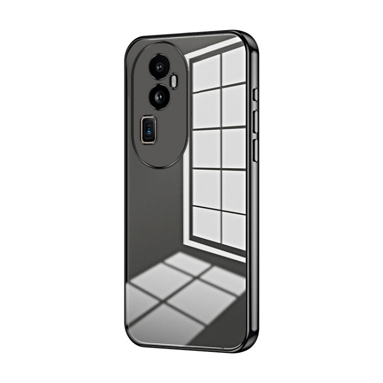 For OPPO Reno10 Pro+ Transparent Plating Fine Hole Phone Case(Black)