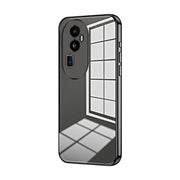 For OPPO Reno10 Pro+ Transparent Plating Fine Hole Phone Case(Black)