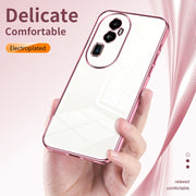 For OPPO Reno10 Pro+ Transparent Plating Fine Hole Phone Case(Black)