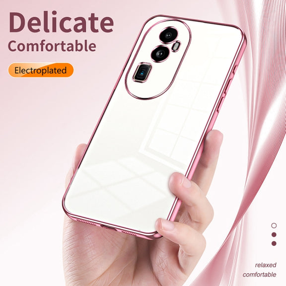 For OPPO Reno10 Pro+ Transparent Plating Fine Hole Phone Case(Black)