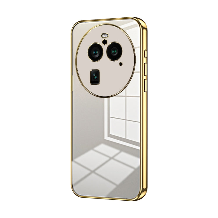 For OPPO Find X6 Pro Transparent Plating Fine Hole Phone Case(Gold)