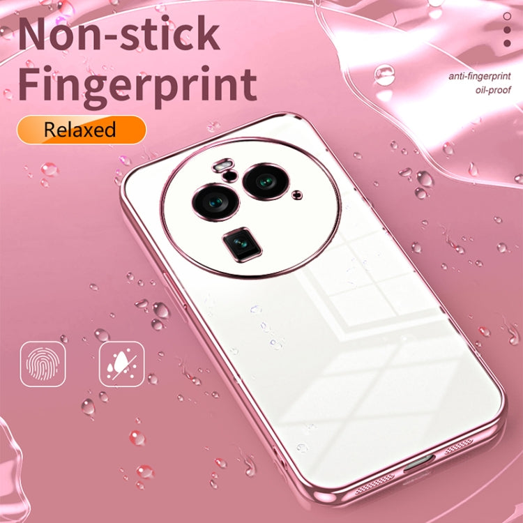 For OPPO Find X6 Pro Transparent Plating Fine Hole Phone Case(Blue)