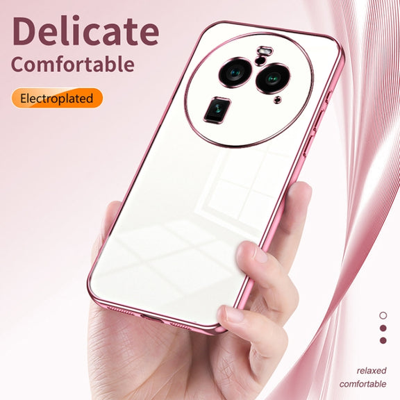 For OPPO Find X6 Pro Transparent Plating Fine Hole Phone Case(Silver)