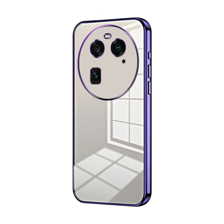 For OPPO Find X6 Transparent Plating Fine Hole Phone Case(Purple)