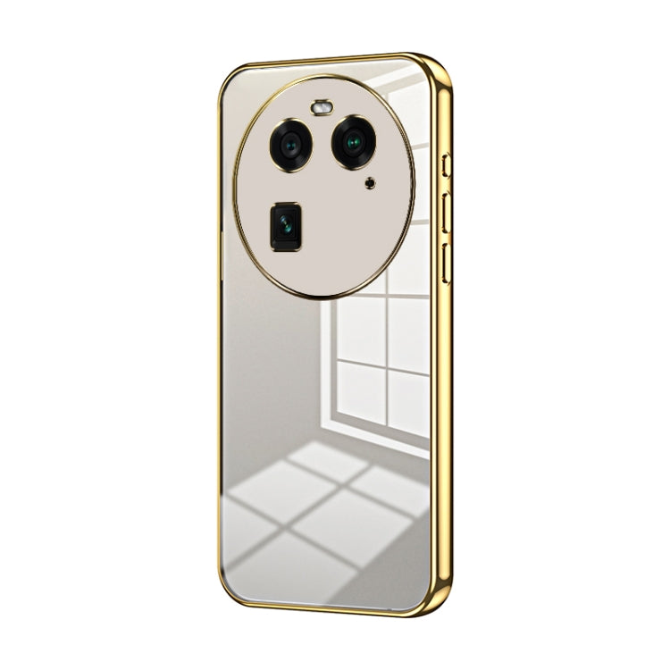 For OPPO Find X6 Transparent Plating Fine Hole Phone Case(Gold)