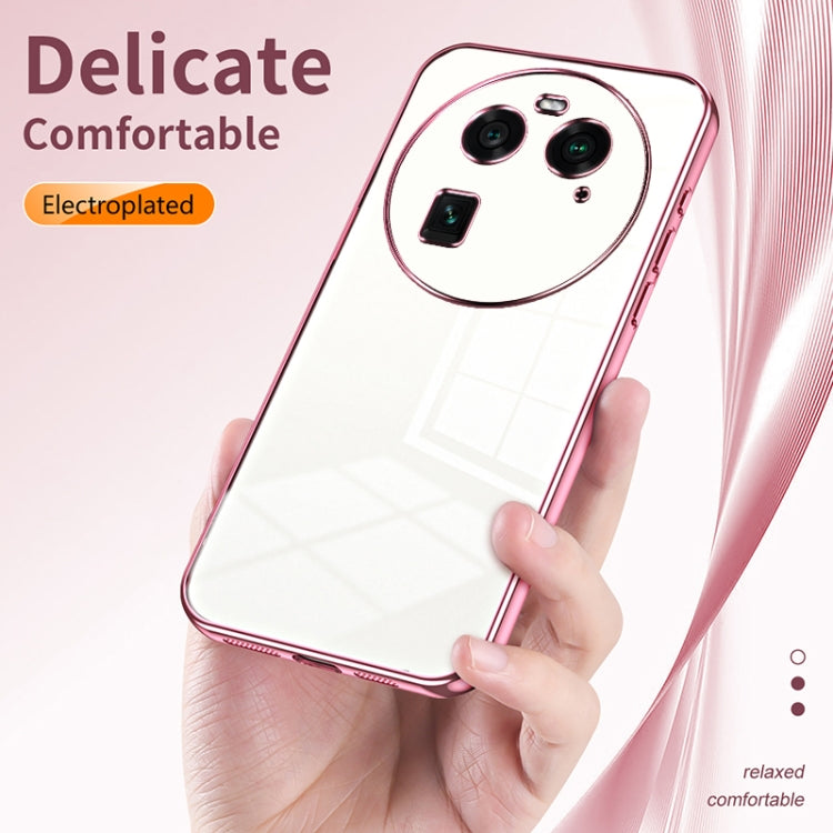 For OPPO Find X6 Transparent Plating Fine Hole Phone Case(Green)