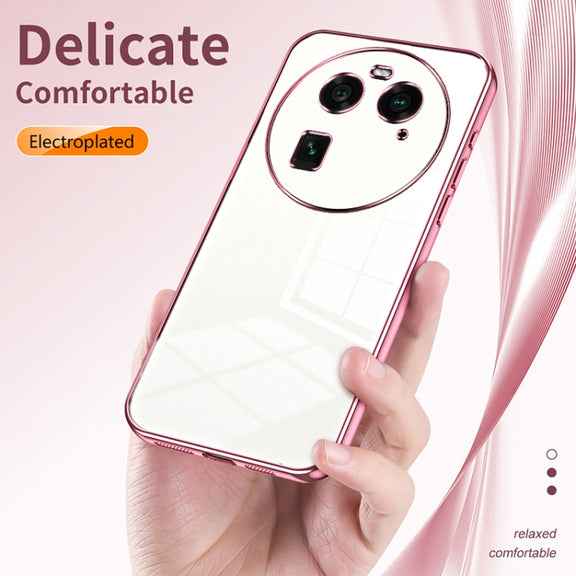 For OPPO Find X6 Transparent Plating Fine Hole Phone Case(Silver)