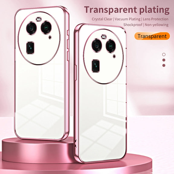 For OPPO Find X6 Transparent Plating Fine Hole Phone Case(Black)