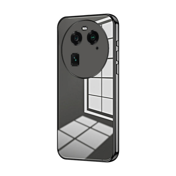 For OPPO Find X6 Transparent Plating Fine Hole Phone Case(Black)