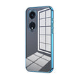 For OPPO Reno8 T 5G Transparent Plating Fine Hole Phone Case(Blue) - OPPO Cases by PMC TechLife | Online Shopping South Africa | PMC TechLife | Buy Now Pay Later Mobicred