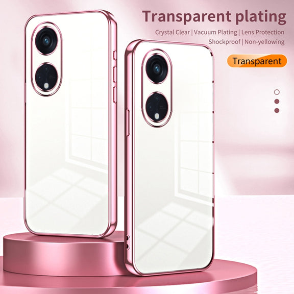 For OPPO Reno8 T 5G Transparent Plating Fine Hole Phone Case(Blue)