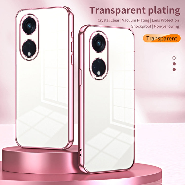 For OPPO Reno8 T 5G Transparent Plating Fine Hole Phone Case(Blue)