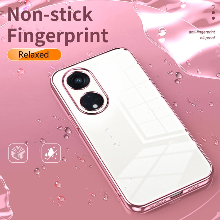 For OPPO Reno8 T 5G Transparent Plating Fine Hole Phone Case(Blue)