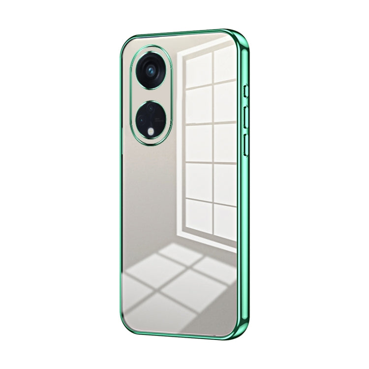 For OPPO Reno8 T 5G Transparent Plating Fine Hole Phone Case(Green)