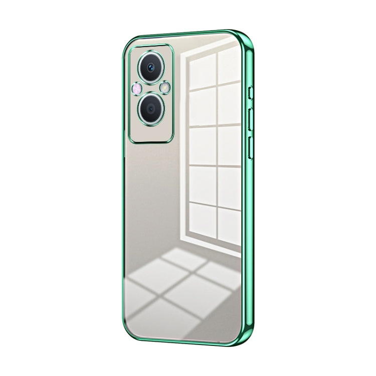 For OPPO Reno7 Z 5G / F21 Pro 5G Transparent Plating Fine Hole Phone Case(Green)