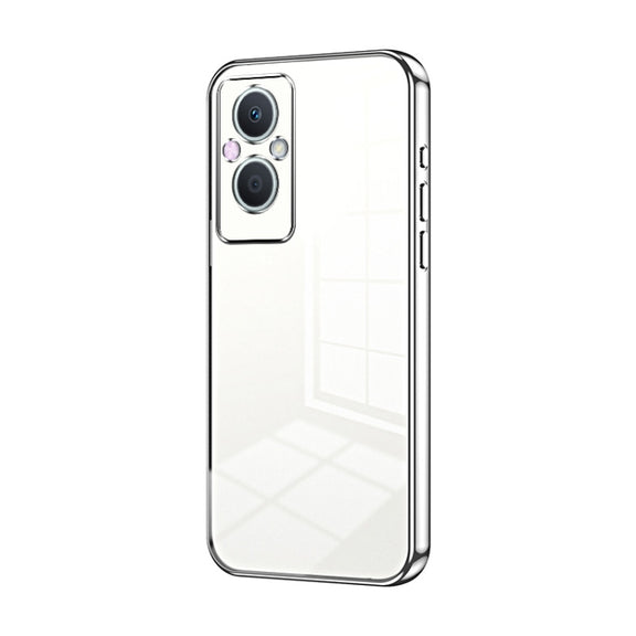 For OPPO Reno7 Z 5G / F21 Pro 5G Transparent Plating Fine Hole Phone Case(Silver)