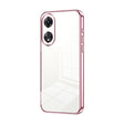 For OPPO A58 5G / A58x 5G Transparent Plating Fine Hole Phone Case(Pink) - OPPO Cases by PMC TechLife | Online Shopping South Africa | PMC TechLife | Buy Now Pay Later Mobicred