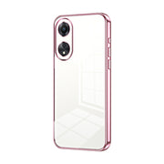 For OPPO A58 5G / A58x 5G Transparent Plating Fine Hole Phone Case(Pink)
