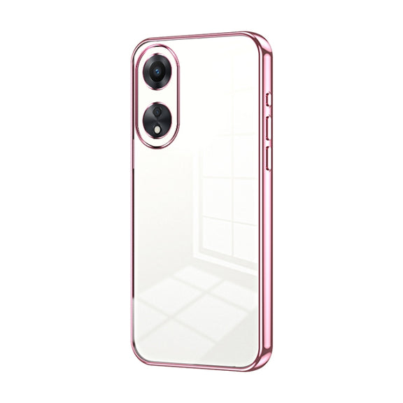 For OPPO A58 5G / A58x 5G Transparent Plating Fine Hole Phone Case(Pink)