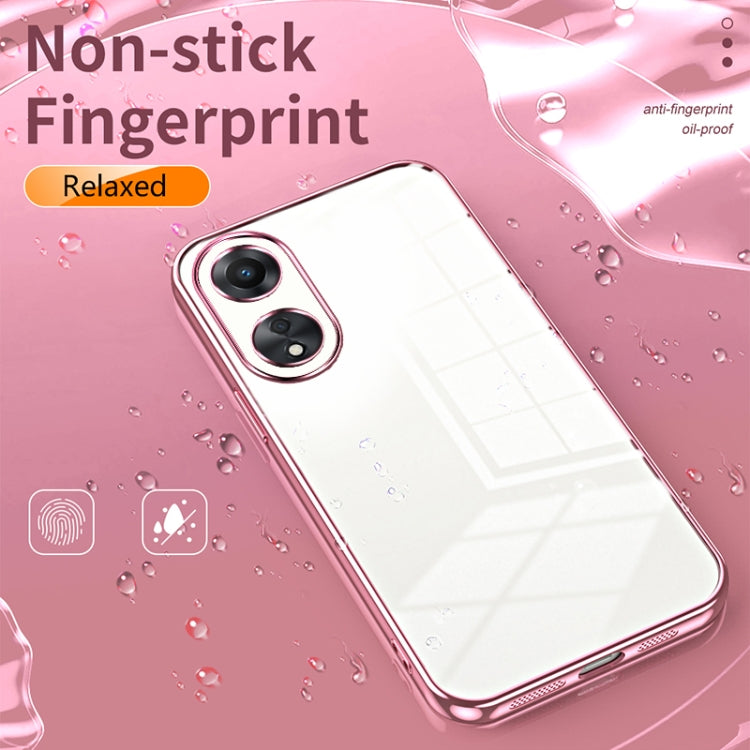 For OPPO A58 5G / A58x 5G Transparent Plating Fine Hole Phone Case(Blue)