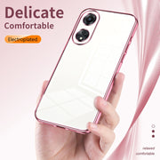 For OPPO A58 5G / A58x 5G Transparent Plating Fine Hole Phone Case(Blue)