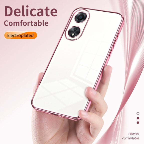 For OPPO A58 5G / A58x 5G Transparent Plating Fine Hole Phone Case(Blue)