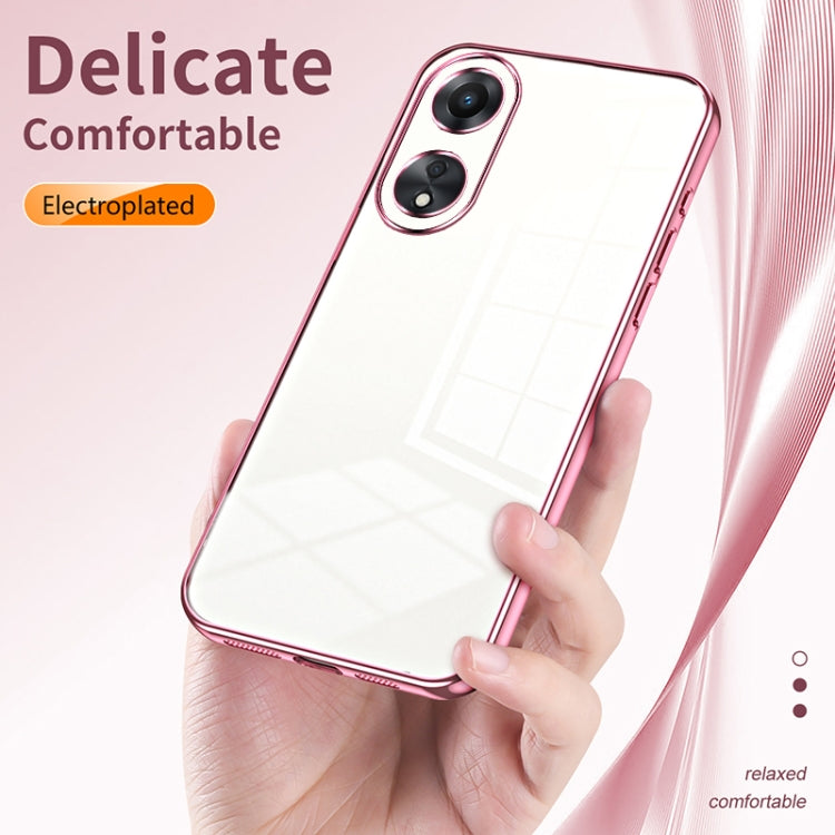 For OPPO A58 5G / A58x 5G Transparent Plating Fine Hole Phone Case(Blue)
