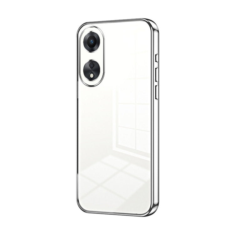 For OPPO A58 5G / A58x 5G Transparent Plating Fine Hole Phone Case(Silver)