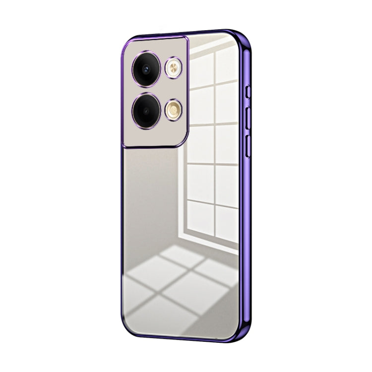 For OPPO Reno9 / Reno9 Pro Transparent Plating Fine Hole Phone Case(Purple)