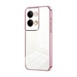For OPPO Reno9 / Reno9 Pro Transparent Plating Fine Hole Phone Case(Pink) - OPPO Cases by PMC TechLife | Online Shopping South Africa | PMC TechLife | Buy Now Pay Later Mobicred