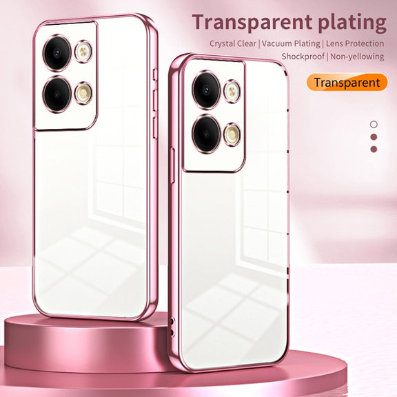 For OPPO Reno9 / Reno9 Pro Transparent Plating Fine Hole Phone Case(Blue)
