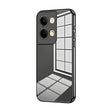 For OPPO Reno9 / Reno9 Pro Transparent Plating Fine Hole Phone Case(Black) - OPPO Cases by PMC TechLife | Online Shopping South Africa | PMC TechLife | Buy Now Pay Later Mobicred