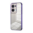 For OPPO Reno9 Pro+ Transparent Plating Fine Hole Phone Case(Purple) - OPPO Cases by PMC TechLife | Online Shopping South Africa | PMC TechLife | Buy Now Pay Later Mobicred