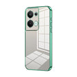 For OPPO Reno9 Pro+ Transparent Plating Fine Hole Phone Case(Green) - OPPO Cases by PMC TechLife | Online Shopping South Africa | PMC TechLife | Buy Now Pay Later Mobicred
