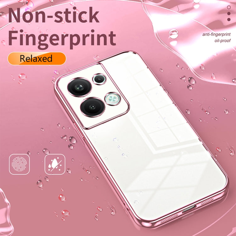 For OPPO Reno9 Pro+ Transparent Plating Fine Hole Phone Case(Silver)