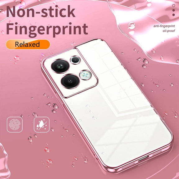 For OPPO Reno9 Pro+ Transparent Plating Fine Hole Phone Case(Black)