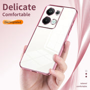 For OPPO Reno9 Pro+ Transparent Plating Fine Hole Phone Case(Black)