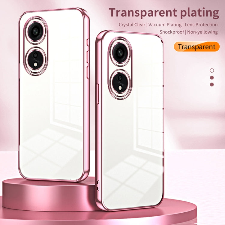 For OPPO A1 Pro Transparent Plating Fine Hole Phone Case(Pink)