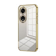 For OPPO A1 Pro Transparent Plating Fine Hole Phone Case(Gold) - OPPO Cases by PMC TechLife | Online Shopping South Africa | PMC TechLife | Buy Now Pay Later Mobicred