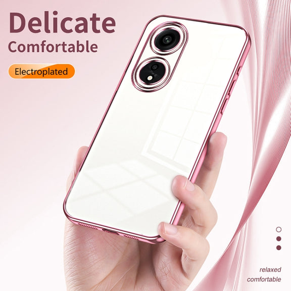 For OPPO A1 Pro Transparent Plating Fine Hole Phone Case(Green)