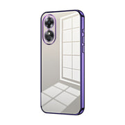 For OPPO A17 / A17K Transparent Plating Fine Hole Phone Case(Purple)