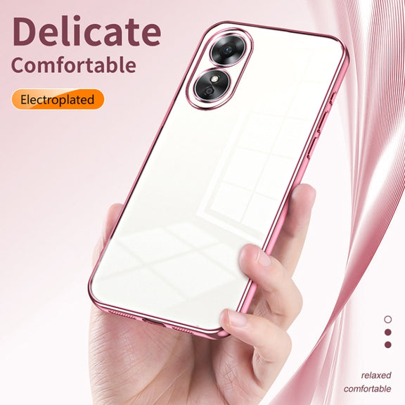 For OPPO A17 / A17K Transparent Plating Fine Hole Phone Case(Green)