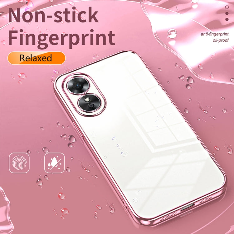 For OPPO A17 / A17K Transparent Plating Fine Hole Phone Case(Black)